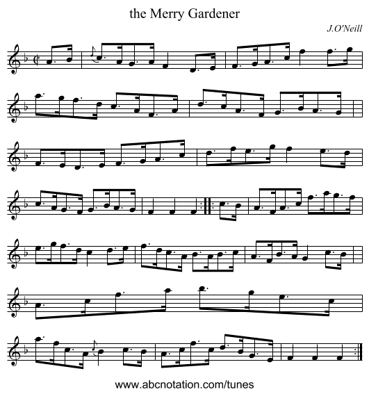 the Merry Gardener - staff notation