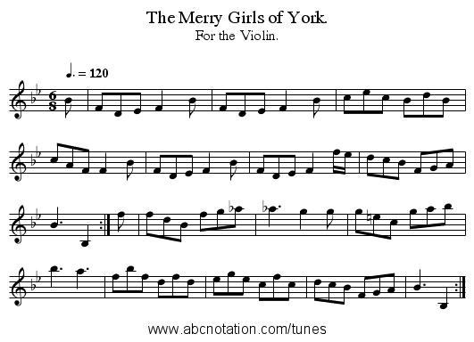 The Merry Girls of York. - staff notation