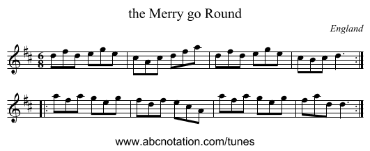 the Merry go Round - staff notation