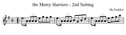 the Merry Harriers - 2nd Setting - staff notation