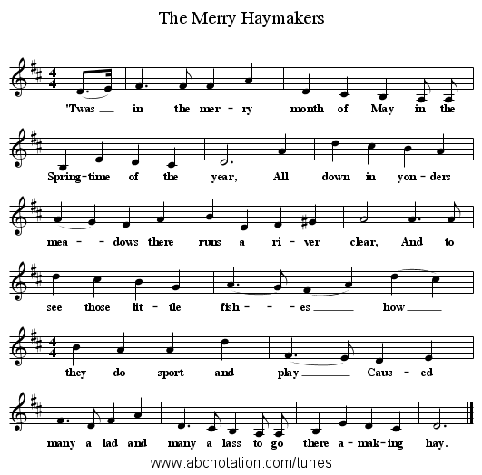 The Merry Haymakers - staff notation