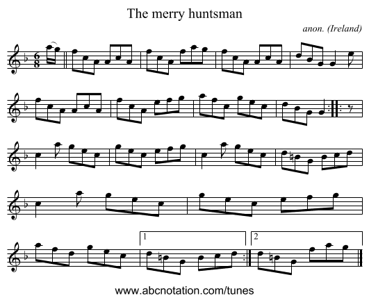 The merry huntsman - staff notation