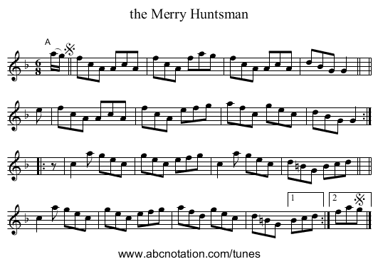 the Merry Huntsman - staff notation