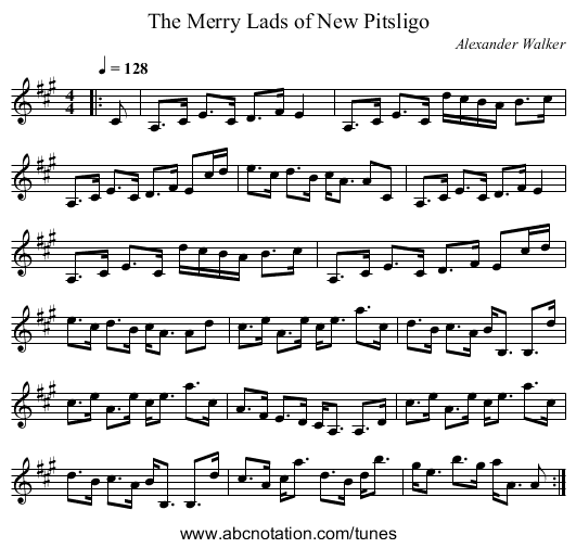 The Merry Lads of New Pitsligo - staff notation