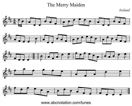 The Merry Maiden - staff notation
