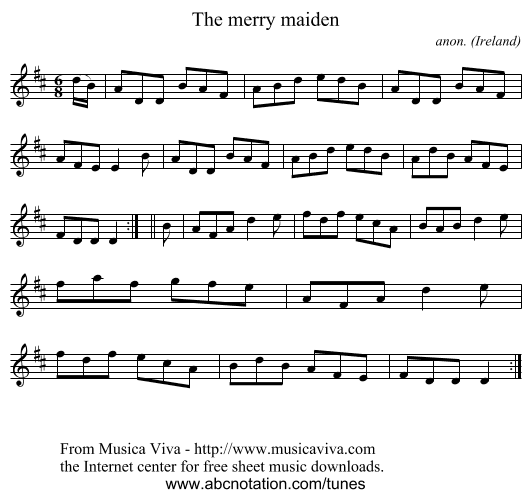 The merry maiden - staff notation