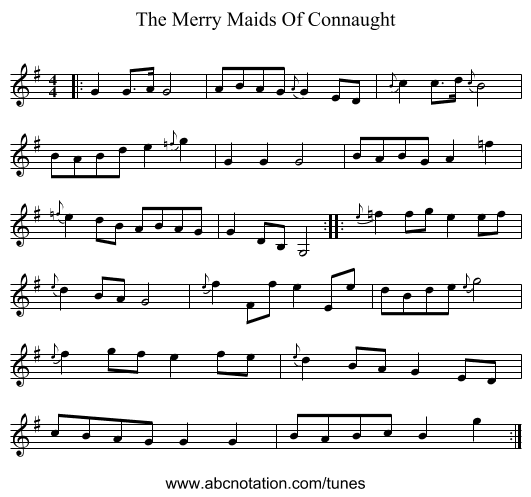 The Merry Maids Of Connaught - staff notation