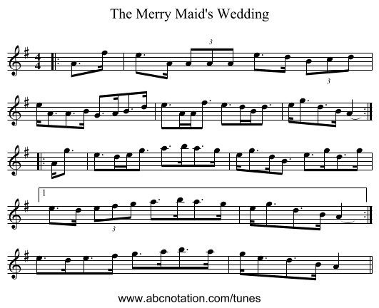 The Merry Maid's Wedding - staff notation