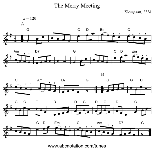 The Merry Meeting - staff notation