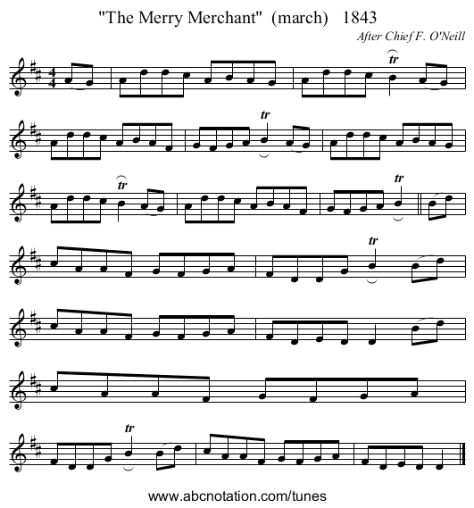 The Merry Merchant  (march)   1843 - staff notation