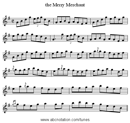 the Merry Merchant - staff notation