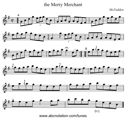 the Merry Merchant - staff notation
