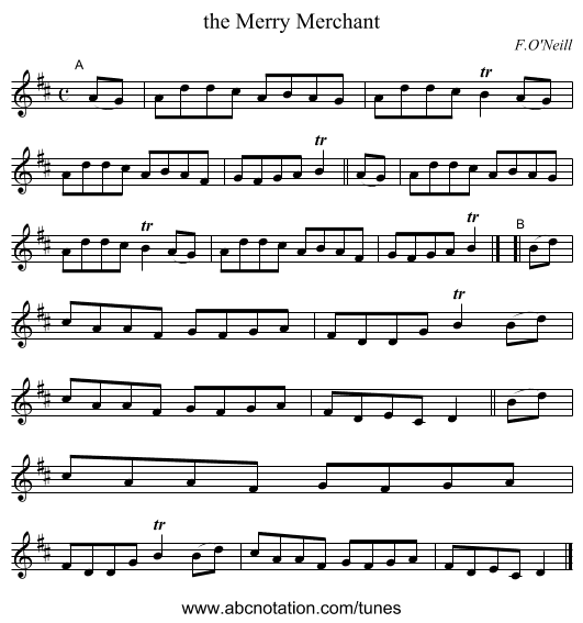 the Merry Merchant - staff notation
