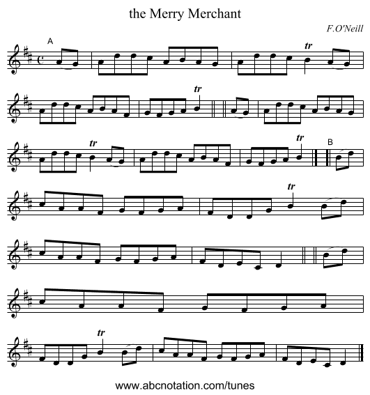 the Merry Merchant - staff notation