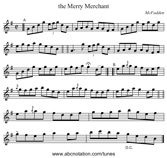 the Merry Merchant - staff notation
