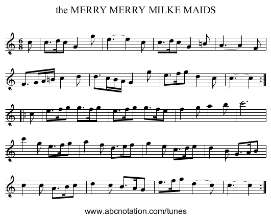 the MERRY MERRY MILKE MAIDS - staff notation