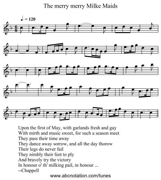 The merry merry Milke Maids - staff notation