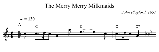 The Merry Merry Milkmaids - staff notation