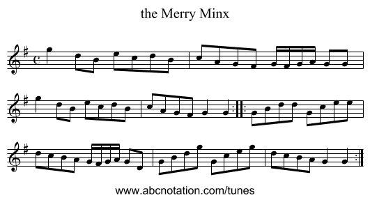 the Merry Minx - staff notation