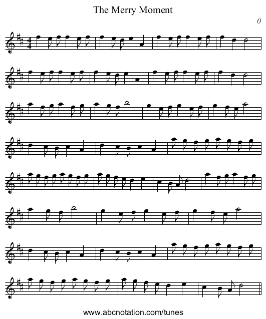 The Merry Moment - staff notation