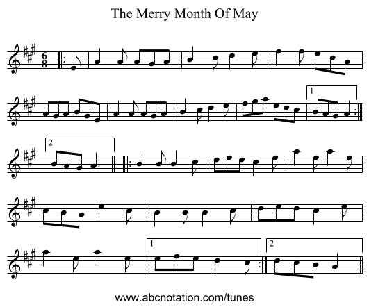 The Merry Month Of May - staff notation