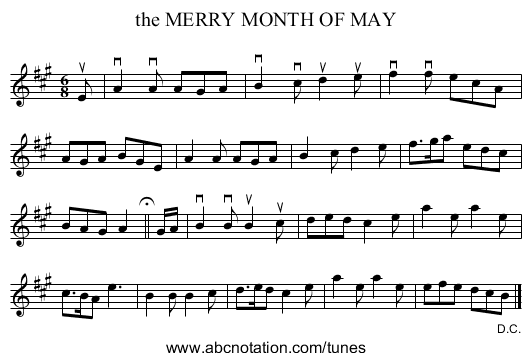 the MERRY MONTH OF MAY - staff notation