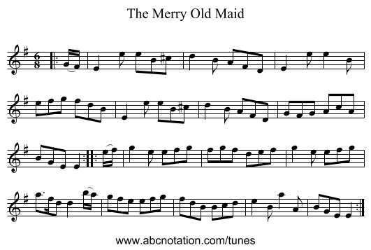 The Merry Old Maid - staff notation