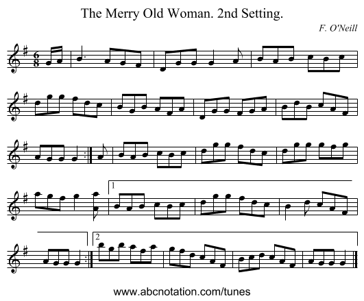 The Merry Old Woman. 2nd Setting. - staff notation