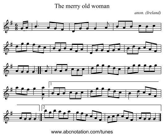 The merry old woman - staff notation