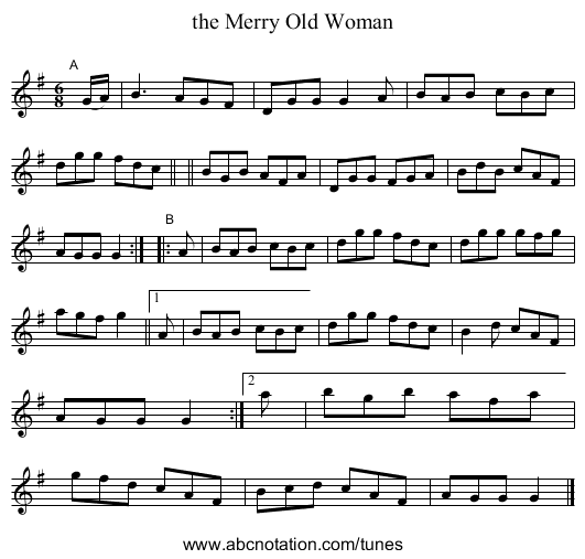 the Merry Old Woman - staff notation