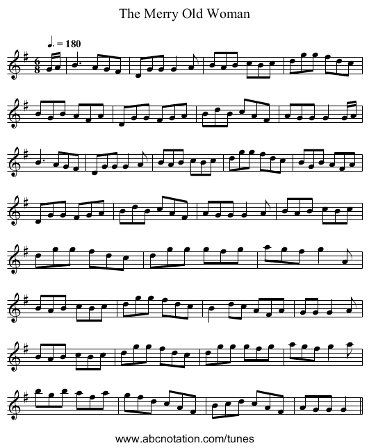 The Merry Old Woman - staff notation