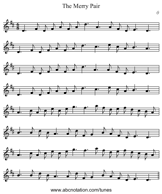 The Merry Pair - staff notation