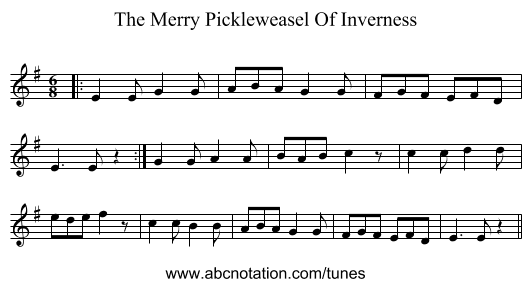 The Merry Pickleweasel Of Inverness - staff notation