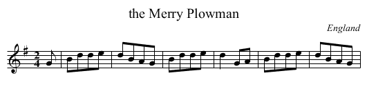 the Merry Plowman - staff notation