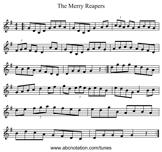 The Merry Reapers - staff notation