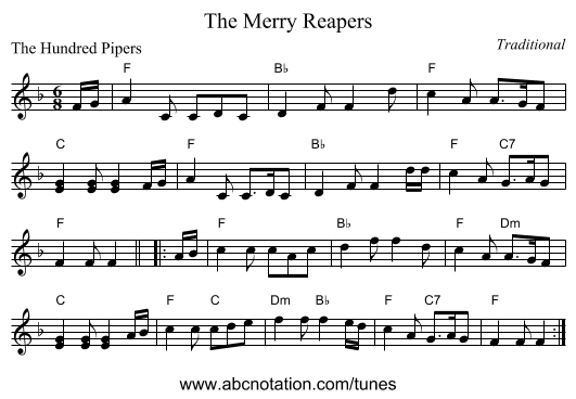 The Merry Reapers - staff notation