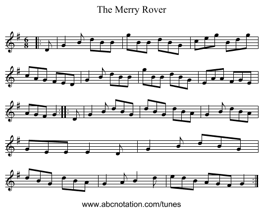 The Merry Rover - staff notation