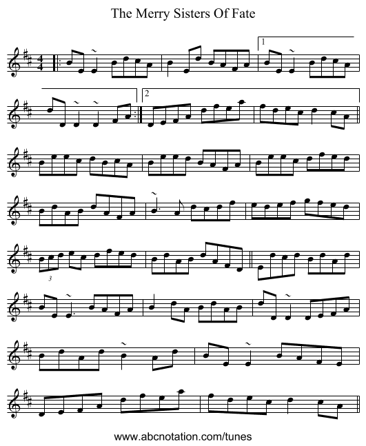 The Merry Sisters Of Fate - staff notation