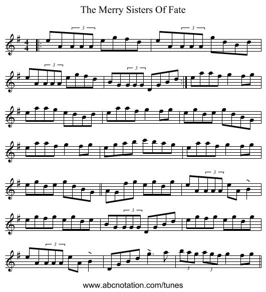 The Merry Sisters Of Fate - staff notation
