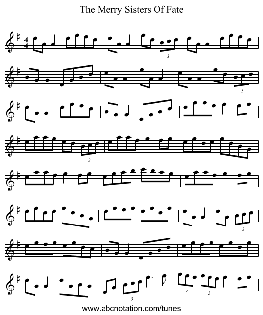 The Merry Sisters Of Fate - staff notation