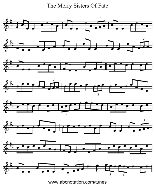 The Merry Sisters Of Fate - staff notation