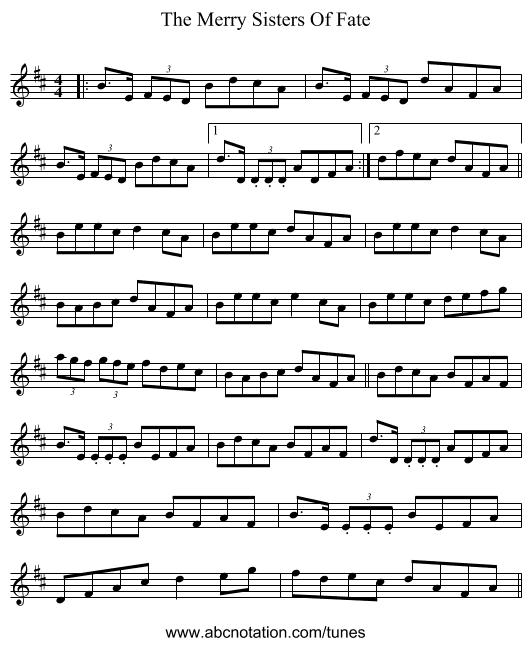 The Merry Sisters Of Fate - staff notation