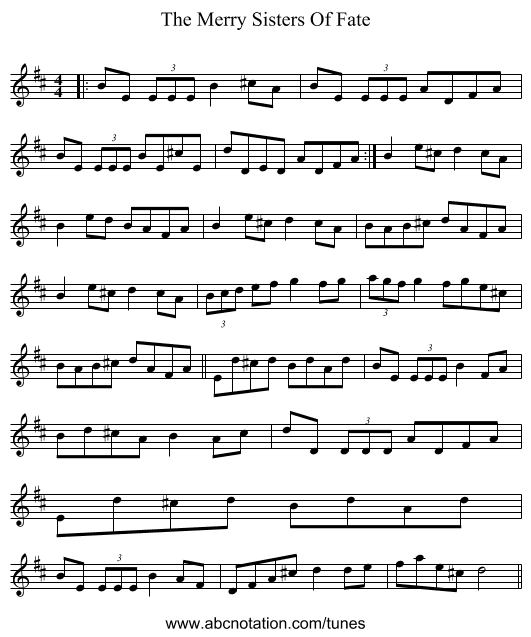 The Merry Sisters Of Fate - staff notation