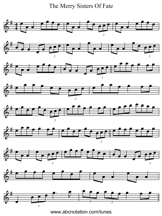 The Merry Sisters Of Fate - staff notation