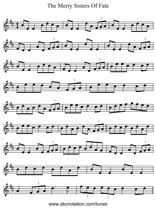 The Merry Sisters Of Fate - staff notation