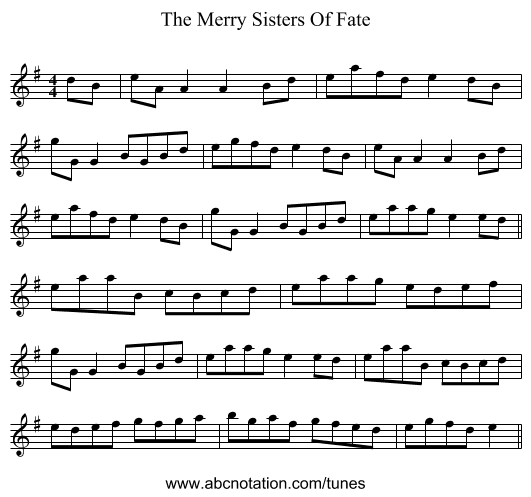 The Merry Sisters Of Fate - staff notation