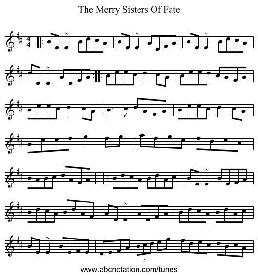 The Merry Sisters Of Fate - staff notation