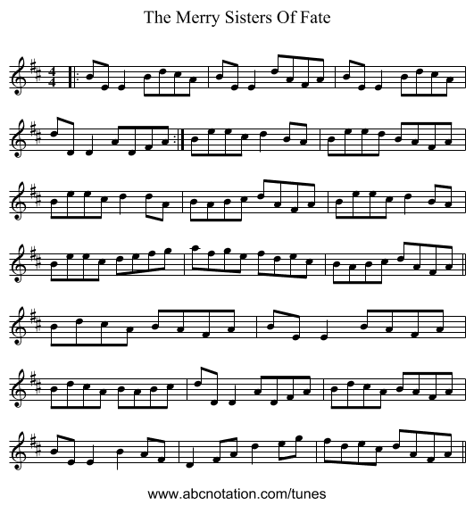 The Merry Sisters Of Fate - staff notation