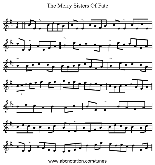 The Merry Sisters Of Fate - staff notation