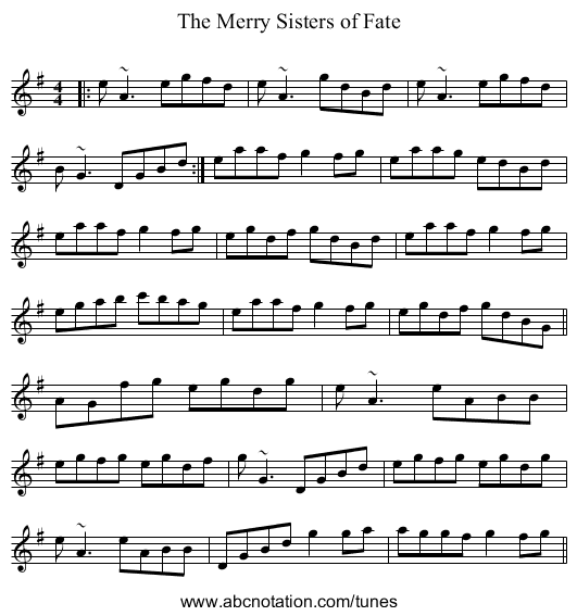 The Merry Sisters of Fate - staff notation